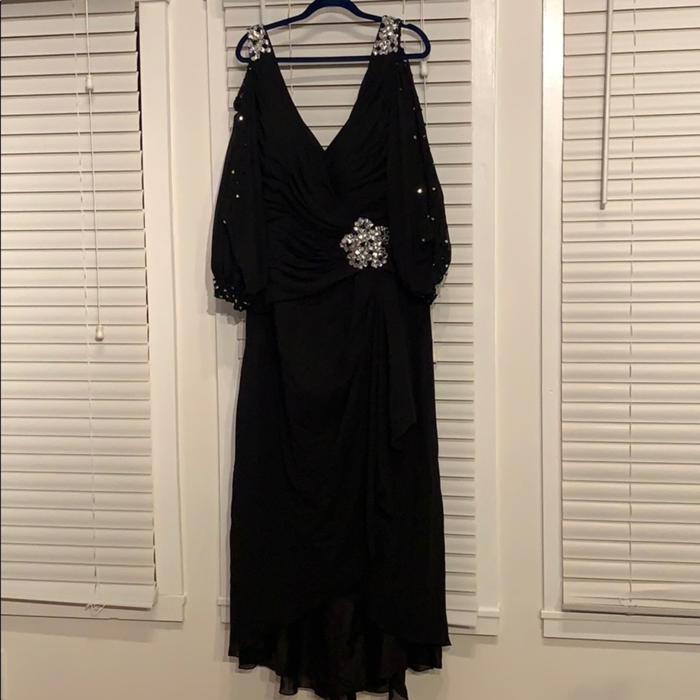 Black tie cocktail dress with embellishments